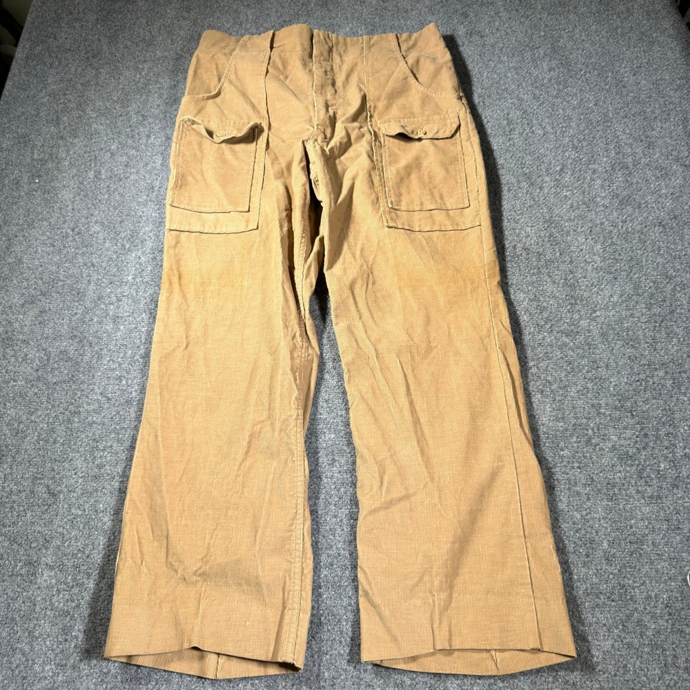 Vintage Eddie Bauer Black Tag Corduroy Bush Pants Mens 35x30 Tan Talon Zip